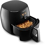 Philips Premium Airfryer XXL, Heißluftfritteuse ohne Öl ohne Öl, 7.3 L, 2225 W, Digitales Display mit 5 Programmen, NutriU App Rezepte, Schwarz, HD9762/90